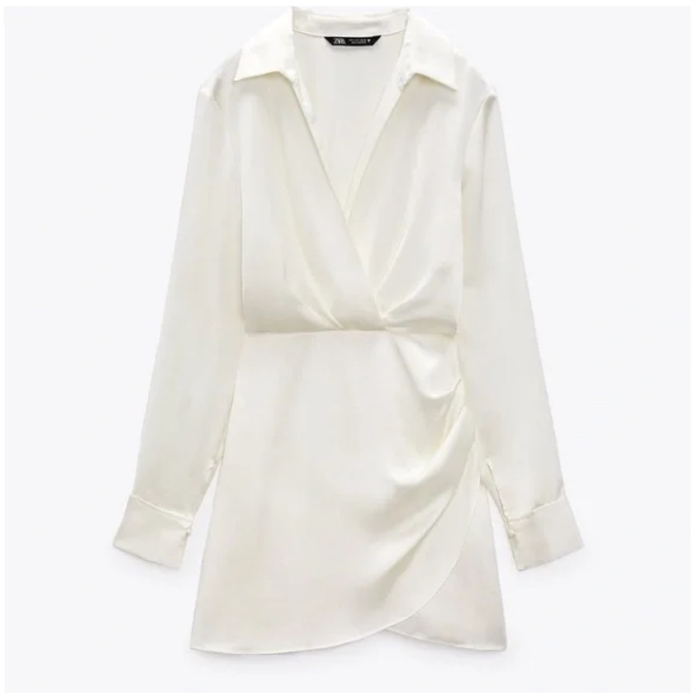 Zara white satin dress
